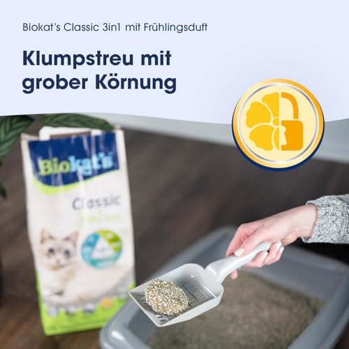 Biokat's Classic fresh 3in1 mit Frühlings-Duft - Klumpende Katzenstreu mit 3 unterschiedlichen Korngrößen - 1 Sack (1 x 10 L) – Ansicht 3