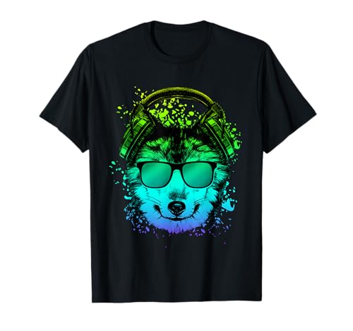 Questa maglietta artistica Wolf con un lupo che indossa cuffie e occhiali da sole con un effetto trippy è perfetta per te.