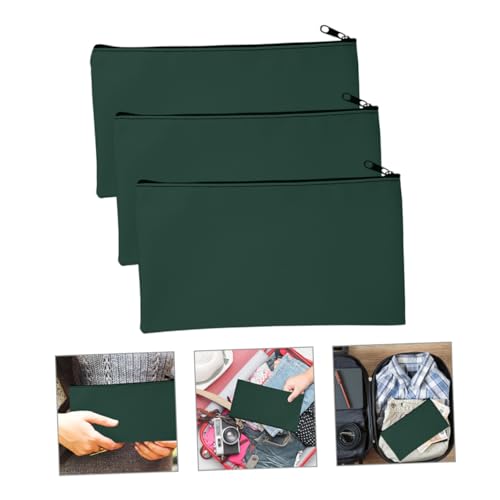 SECFOU 3Pcs PU Zipper Money Bags Multi Function Cash Pouches for Documents Receipts Stylish and Money Storage Bags3