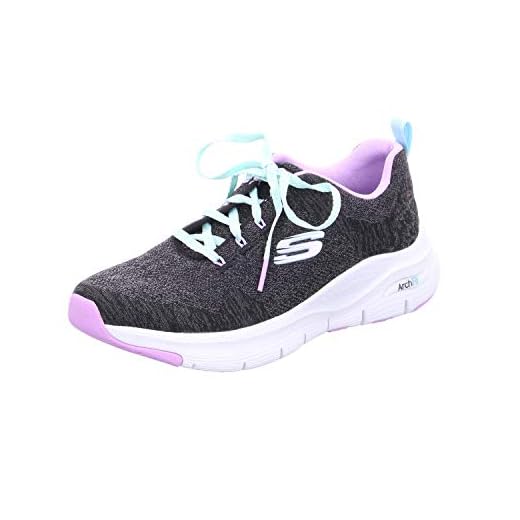 Skechers Dam Arch Fit Sneaker, Svart stickad lavendel trim, 39.5 EU