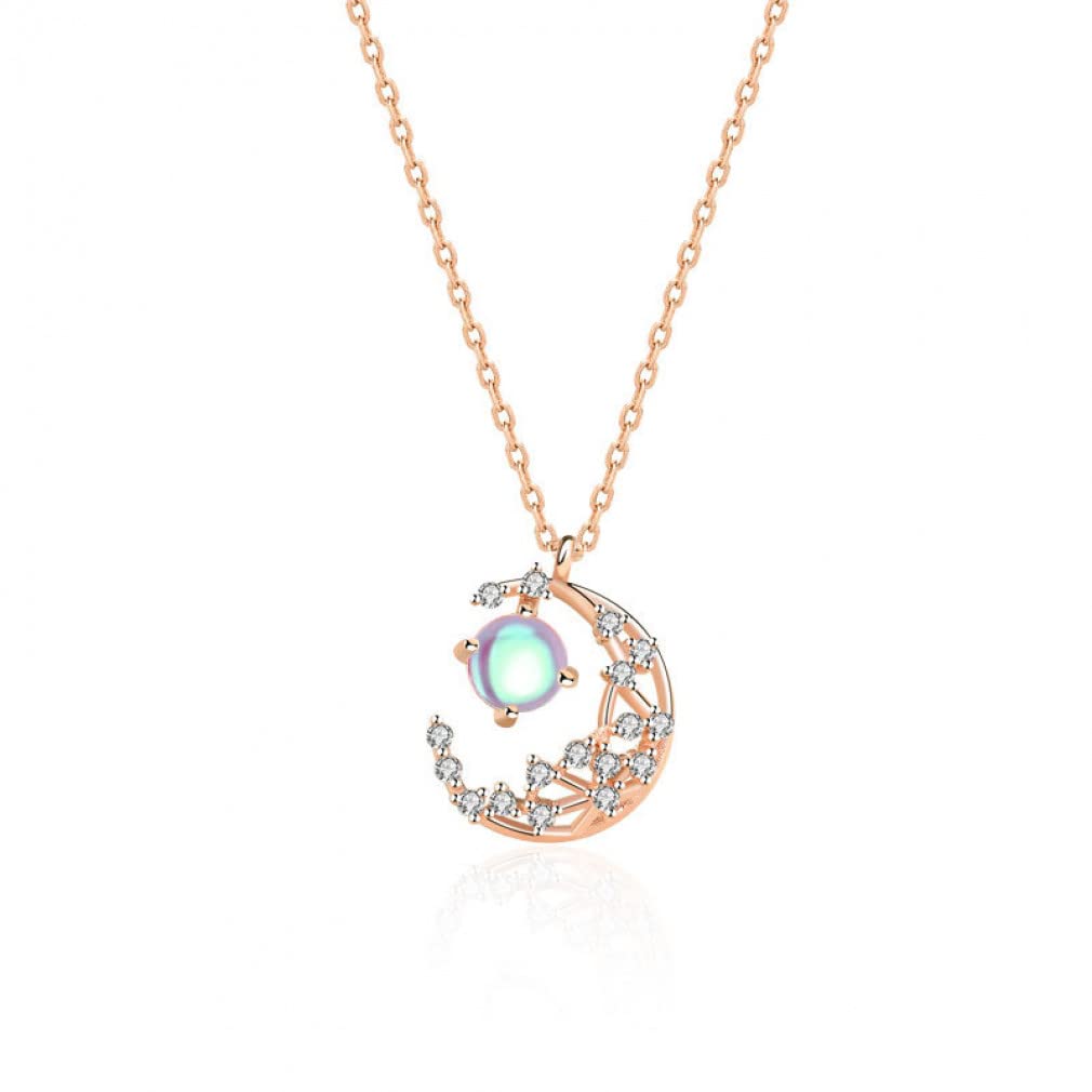 Collar con Colgante de Estrellas y Luna para Mujer, joyería de Plata de circón s925, Regalo de cumpleaños