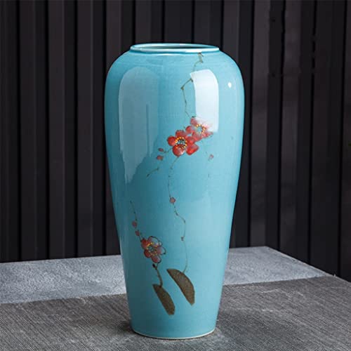 Vase céramique fleur de prunier bleu rétro : ornement de table - 4