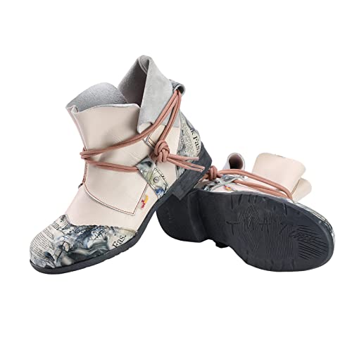 TMA EYES Women's Tie-Accent Leather Lazy Wear Slip-on Ankle Boots4