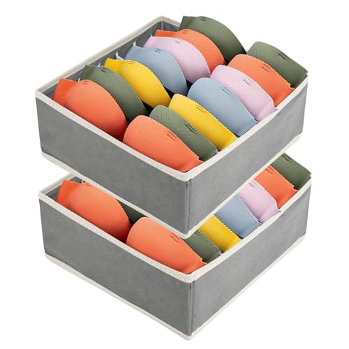 smtfcty 2 cajas de almacenamiento de 7 celdas, organizador de sujetador, cajones plegables, organizador de ropa interior para guardar sujetadores, divisor de cajones, armario de dormitorio para el