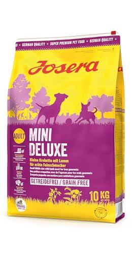 JOSERA MiniDeluxe (1 x 10 kg) | Adult Mini | Premium Trockenfutter für ausgewachsene Hunde Kleiner Rassen | Lamm & Süßkartoffel | Kleine Kroketten | extraverträglich | weizenfrei | 1er Pack