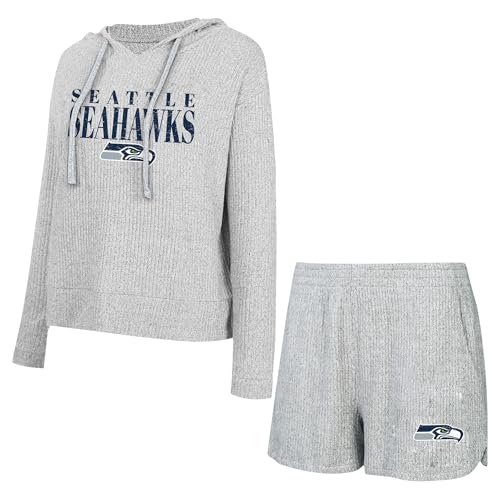 Concepts Sport Women's Gray Seattle Seahawks Juniper Long Sleeve Hoodie T-Shirt & Shorts Set