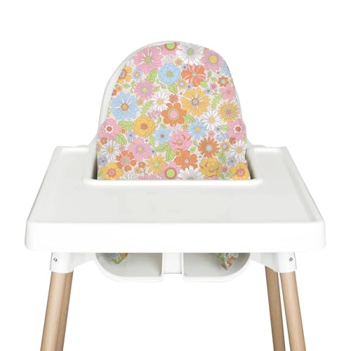 Image of Nibble and Rest Highchair Cushion Cover for Inflatable Cushion, Compatible for IKEA Antilop Highchair, High Chair Accessories Stain-Proof and Wipeable Cushion Cover (Cushion NOT Included)(Funflorals)
