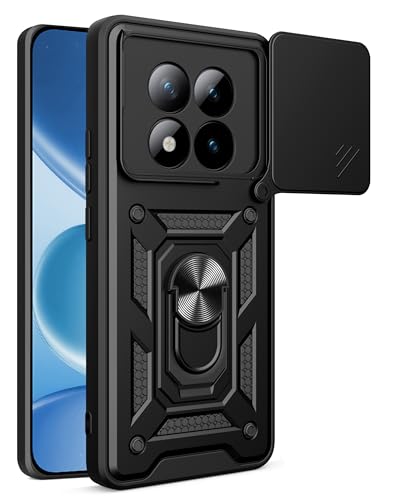 Image of Tough Armor Bumper Back Cover Case for Mi Redmi Note 15 Pro Plus 5G | Sliding Camera Cover, Kickstand & Ring Holder 360 Degree Protection Back Cover for Redmi Note 15 Pro Plus 5G - Black