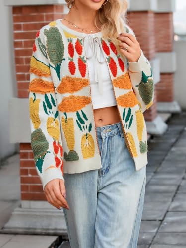 Women's Embellished Cardigan Sweater Tie Front Oversized Long Sleeve Open Front Y2K Knit Cardigans4