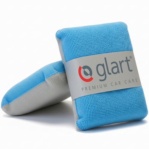 Glart Lot de 2 éponges en Microfibre pour Voiture, Bleu/Gris, en Tissu Microfibre, Chiffon Sec Anti-buée
