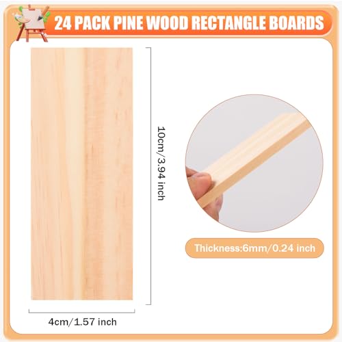 Awizom AWIZOM-PINE WOOD RECTANGLE BOARD-01 24 Pcs Wooden Rectangle Boards 3.94X 1.57 Inch Unfinished Pine Wood Boards Blank Rectangle Wood Sheets Natural Craft Wood Boards thumb #1