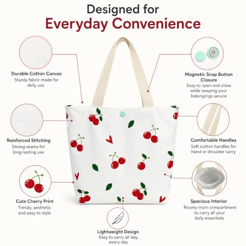 Image of BROGBUS Classics Canvas Tote Bags for Women Girls Canvas Handbag Zipper Large Capacity Shoulder Bag for College Office Use
