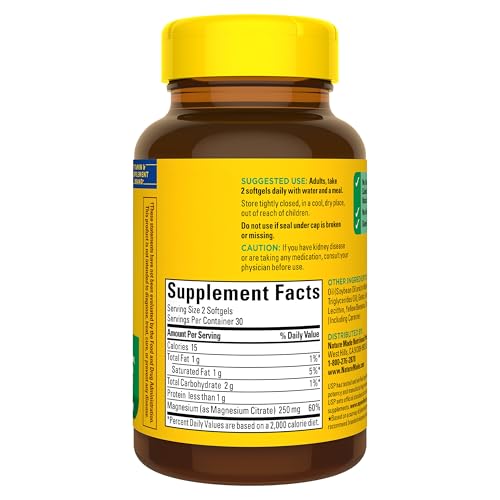 Nature Made Magnesium Citrate 250 mg per Serving, 60 Softgels - image 8