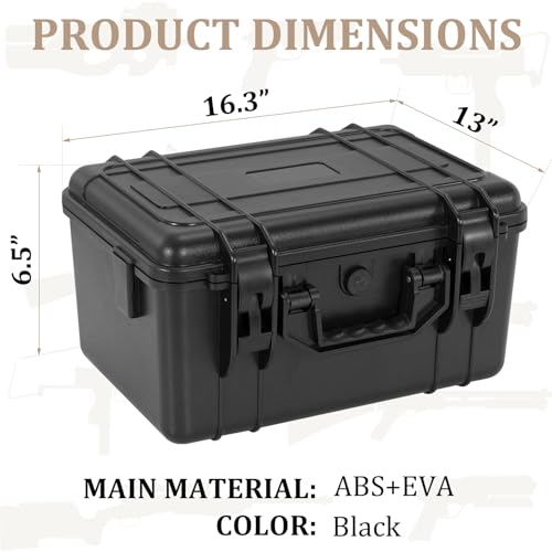 Image of TSA Approved Gun Pistol Case Waterproof Handgun Case with Pre-Cut EVA Foam Shockproof Travel Carrying Hard Shell Case Included Silica Gel Canister, Black