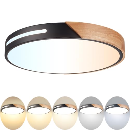 Wheatronic Wood Ceiling Light Flush Mount LED 36W, 16 inch