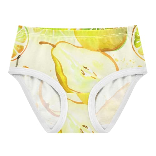 Cotton Toddler Underwear Floral Watercolor Yellow Green Pears Cute Panties Girl Artistic Kids Undies Briefs 2t