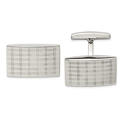 Mancuernillas para hombre de acero inoxidable con diseño láser miniatura 1