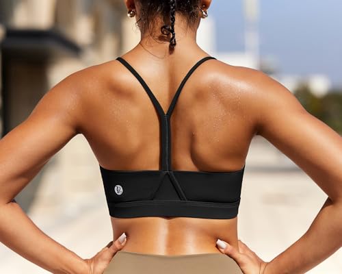 Image of RUNNING GIRL Sports Bras for Women,Y-Back Medium Support Workout Sports Bra Padded Racerback Supportive Bras Push up(WX3048 Black M)