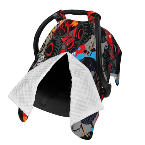 Monster Truck Car Car Seat Cover for Babies Peekaboo Opening Carseat Covers Nursing Carseat Canopy for Infant Newborn