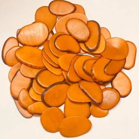 Gold Orange tagua Slices from Colombia. Small Size 2 x 2 cm. Approx. Seed Beads Vegetable Ivory Jewelry Making Supplies Undrilled