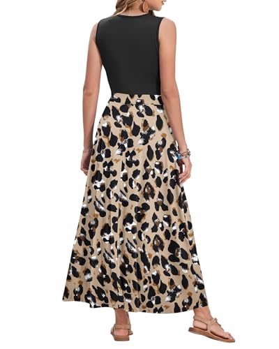 Image of AUSELILY Womens Maxi Dress Summer Sleeveless Wrap Long Dresses with Pockets | V-Neck Wrap Sleeveless Sundress, fits formal, casual, beach, vacation & daily wear