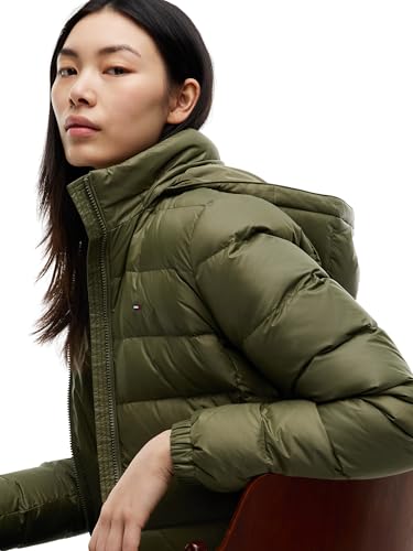 Tommy Jeans Damen Tjw Essential Daunenmantel mit Kapuze Dw0Dw18864 Puffermantel, Grün (Dark Greenery), XS – Ansicht 3