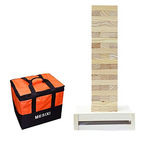 MESIXI Much Higher!!!Genuine Giant Tower Yard Jumbo Hardwood Classic Game, Equipped with a Wooden Frame/Table,60 PCs Large Blocks(up to 5ft+) with Enhanced Carrying Storage Bag for Adult Outdoor Toys