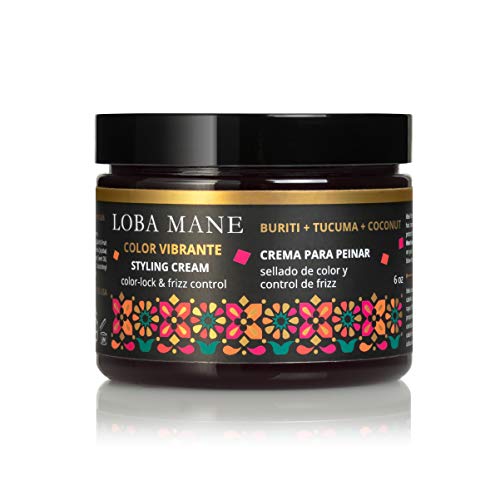 Loba Mane Color Vibrante Styling Cream | Protects Color, Defines Style, Nourishes, Hydrates, and Tames Frizz | All Natural & Organic (6 oz)