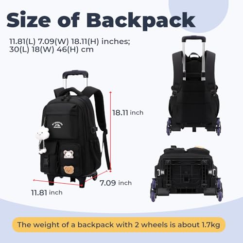 NIWEIYA Kids Rolling Backpack