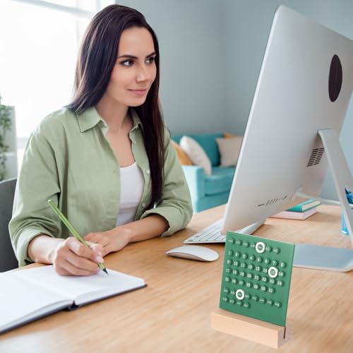 PATIKIL Calendário perpétuo de madeira, suporte de acrílico de mesa, exibição de data de mês de made