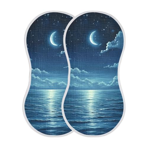 1 Pack Serene Night Muslin Burp Cloths Cotton Absorbent Baby Burping Rags for Boys Girls Soft Newborn Burp Bibs, 22 x 11 Inch2