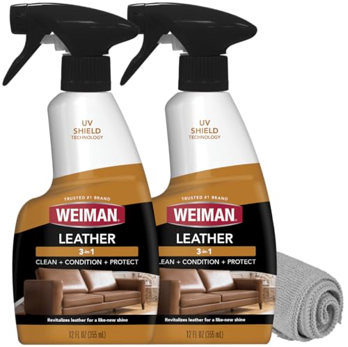 Weiman Leather Cleaner and Conditioner for Furniture - 12 Ounce - 2 Pack - Ultra Violet Protection...