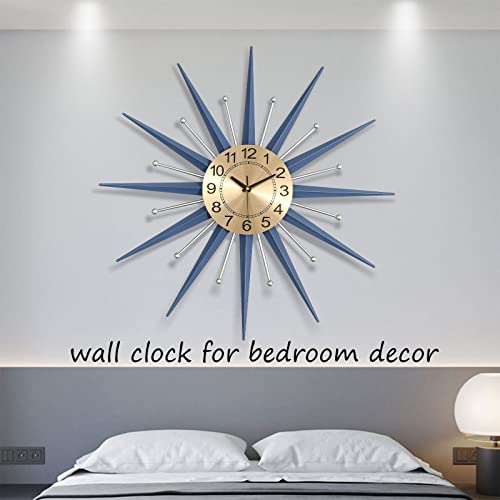 Wall Clock For Living Room Decor 26 Inch Large Modern Decorative Silent Non-Ticking Starburst Clock Mid Century Metal Home Decorations For Bedroom Dining Room Kitchen Battery Operated Big Clocks #TOP1