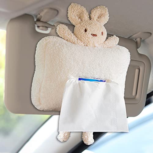 Suporte de tecido para carro | Dispensador de lenços de coelho de urso de pelúcia fofo fofo com five
