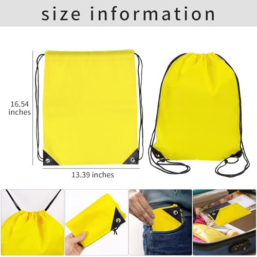 4 Pack Drawstring Backpack Bulk, Colorful Cinch Bag for Gym Sports, Foldable String Bags with Reinforced PU Corners, Small Travel Beach Bag for Women Men Kids, 13.4"x16.5"3