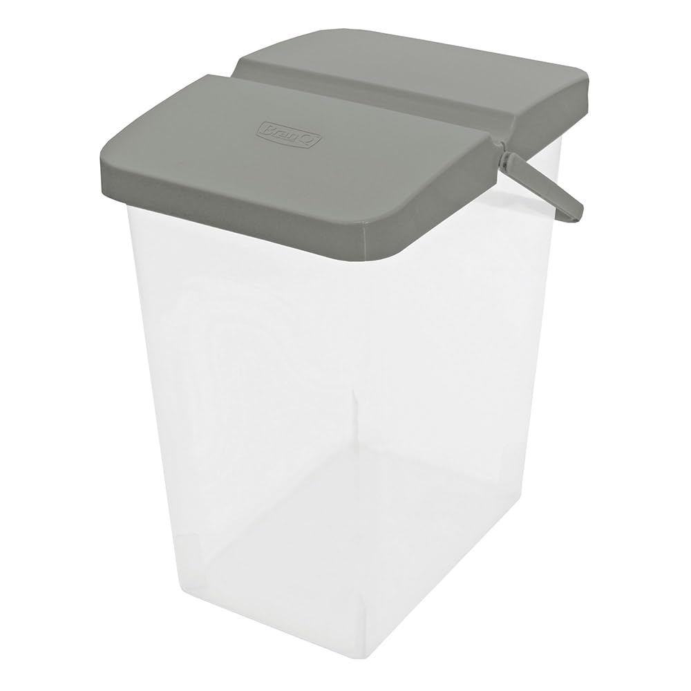 Muddy Hands 10 Litre Airtight Storage Container with Folding Lid & Carry Handle - Durable Plastic Box for Pet Food, Laundry Powder, or Dry Goods - Clear Base with Grey Lid