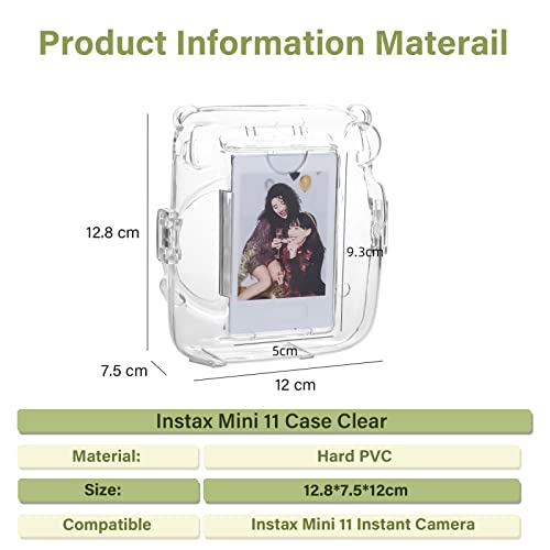 Muziri Kinokoo Mini 11 Case Compatible With Fuji Instax Mini 11 Instant Camera -Hard Pvc Crystal Clear Case With Back Photo Pocket To Store Films -Transparent #TOP2