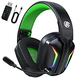 Fachixy FC-300 Bluetooth Headset, 2,4G Gaming Headset Wireless mit Mikrofon für PS5, PS4, PC, Mac, Faltbarer Surround Sound Noise Cancelling Kopfhörer mit LED Licht, Über 50 Stunden Akkulaufzeit