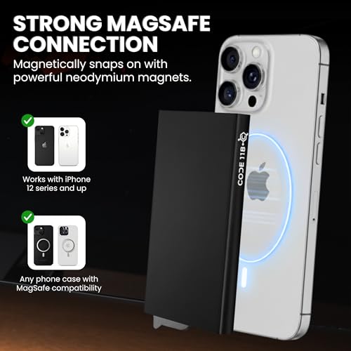 Image of CODE 118 Wallet for Men - Slim Minimalist Aluminum Magnetic Card Holder - RFID Blocking Front Pocket Mag Safe Wallet with Strong Magnet Attachment (Jet Black)
