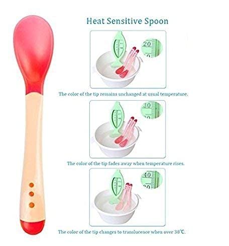 Image of Baby Feeding Set All in One 1- Baby Food Fruit Nibbler 1- Baby Food Feeder 1- Baby Heat Sensor Feeding Spoon (Multicolor29)