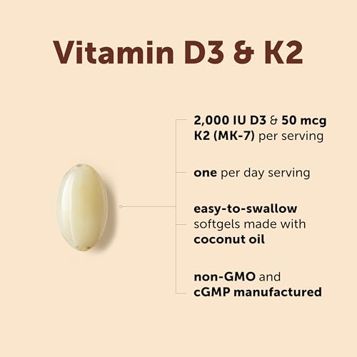 Image of Micro Ingredients Vitamin D3 2,000 IU + K2 MK-7 50 mcg, 300 Softgels | Made with Coconut Oil | 2-in-1 Formula | Easy to Swallow, Non-GMO