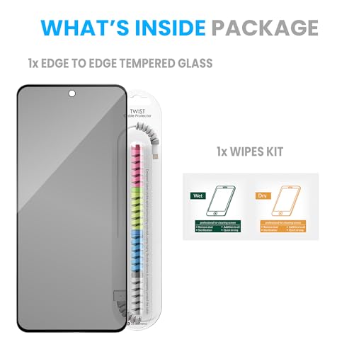Image of ArmourPro Privacy Tempered Glass for OnePlus Nord CE 6 Lite, Anti Spy Anti Peeping Screen Protector, Edge-to-Edge Full Coverage, 9H Hardness with Cable Protector | Black