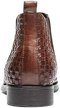 Santimon Mens Chelsea Boots Leather Woven Slip on Dress Boots for Men Ankle Casual Boot Brown 7 US | Image 3