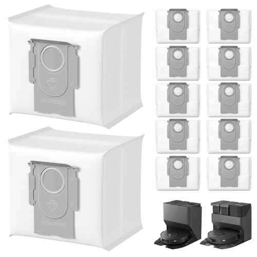 12 Stück Staubbeutel für Roborock Q7 L5+/Q10 S5+/Q5 Pro+/Q5 Max+/S8+/S8 Pro Ultra/S7 MaxV Ultra/S7 Pro Ultra/Q5+/Q7+/Q7 Max+/T8/G10S Pro/Q8 Max+ Staubsauger Absaugstation 3L Staubsaugerbeutel