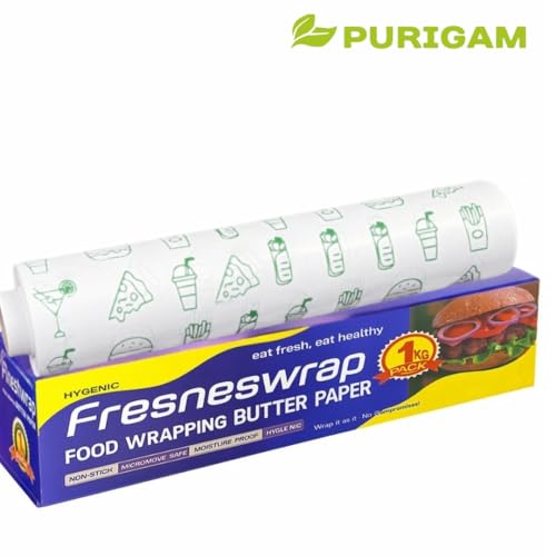 Image of Butter Paper Roll for Kitchen Food Wrap 1 Kg | Premium Non-Stick Parchment Paper | Greaseproof & Heat Resistant | Suitable for Wrapping, Baking & Oil Absorption