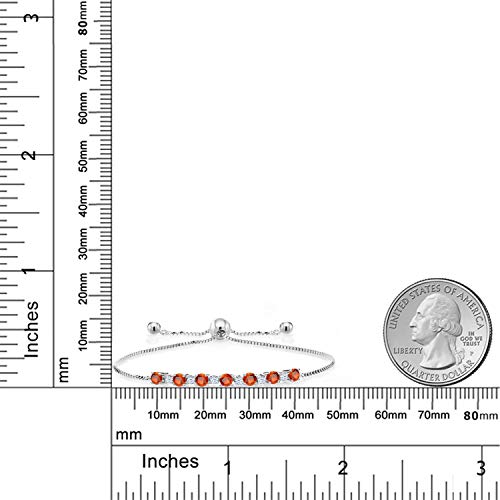 Gem Stone King 925 Sterling Silver Round Orange Sapphire Tennis Bracelet for Women (1.35 Cttw, Fully Adjustable Up to 9 Inch)2