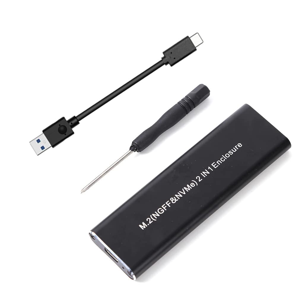 Tobo USB 3.1 Gen 2 M.2 SATA SSD Case with Type-C Output SSD External Enclosure 2 in 1 Case with Type-C to Type-C & USB to Type-C Cable for 2280 2260 2242 2230, Up to 10GBPS TD-893HS