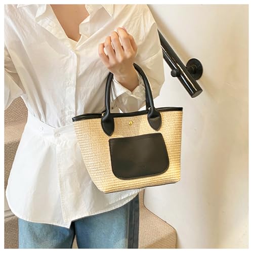 Handbag for Women, Straw Beach Bag Large Capacity, Crossbody Bag for Women Vacation Travel Daily(Black)3