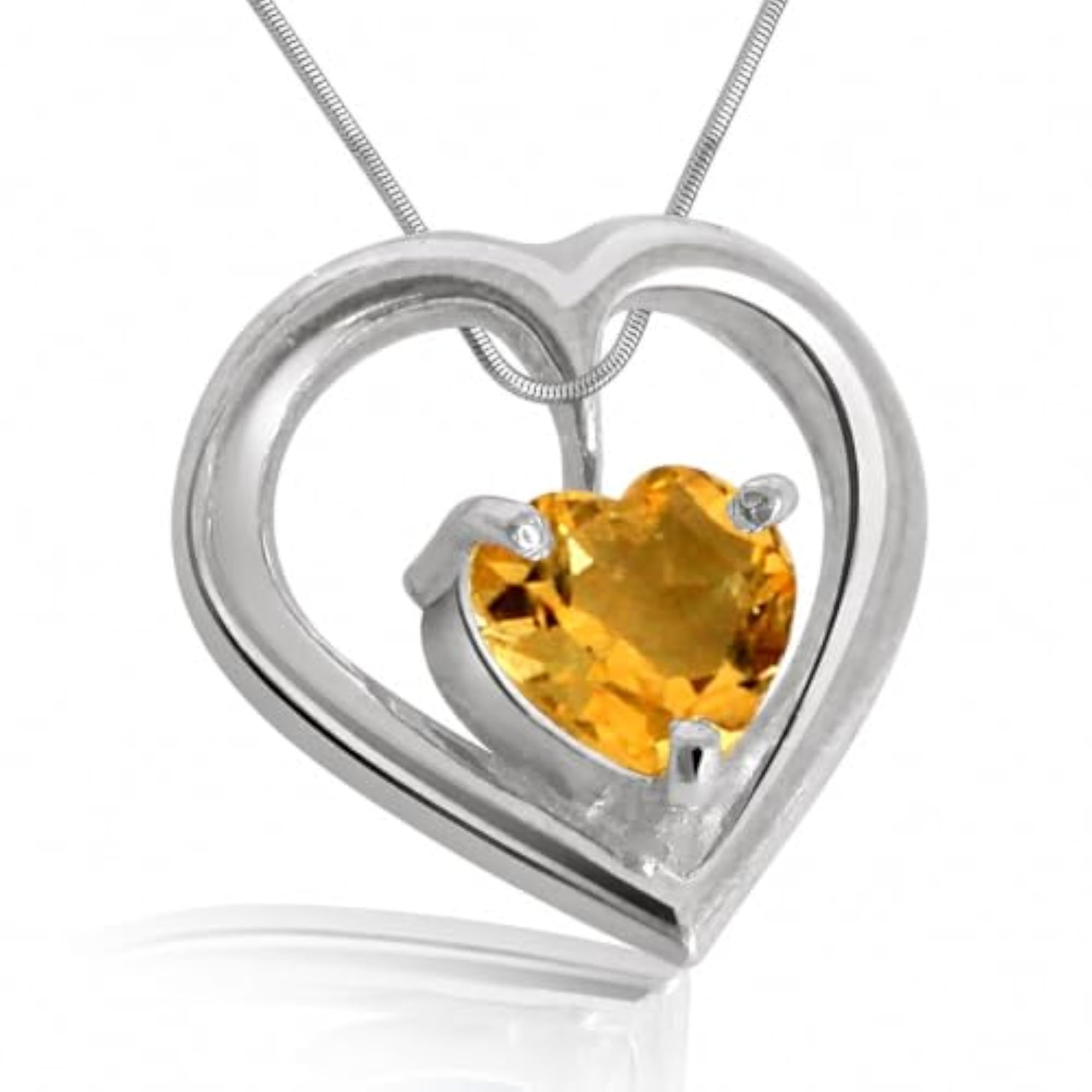 Girls' Heart Shape Golden Topaz & Sterling Silver Pendant