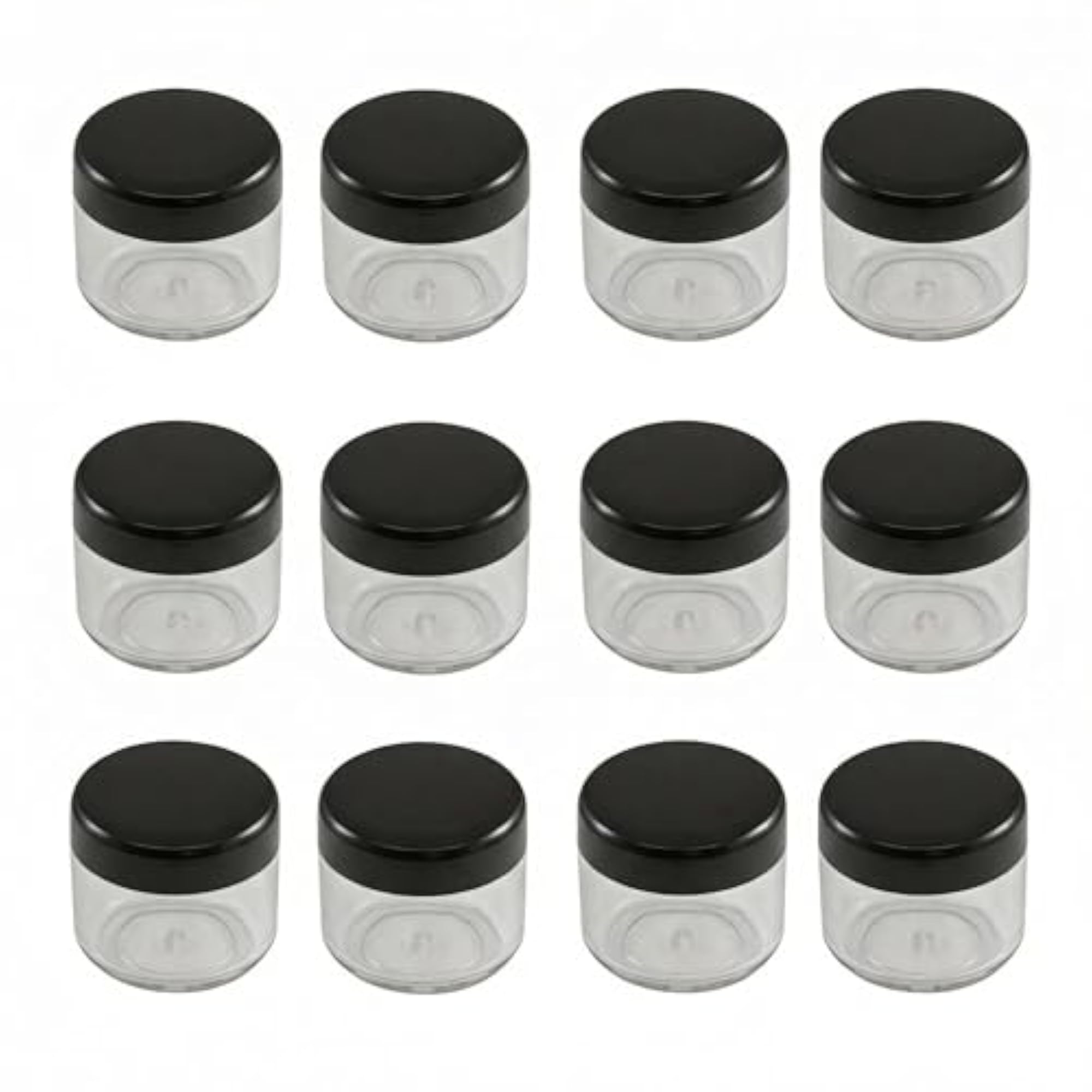 12Pcs 15 Gram Refillable Black Plastic Screw Cap Jars